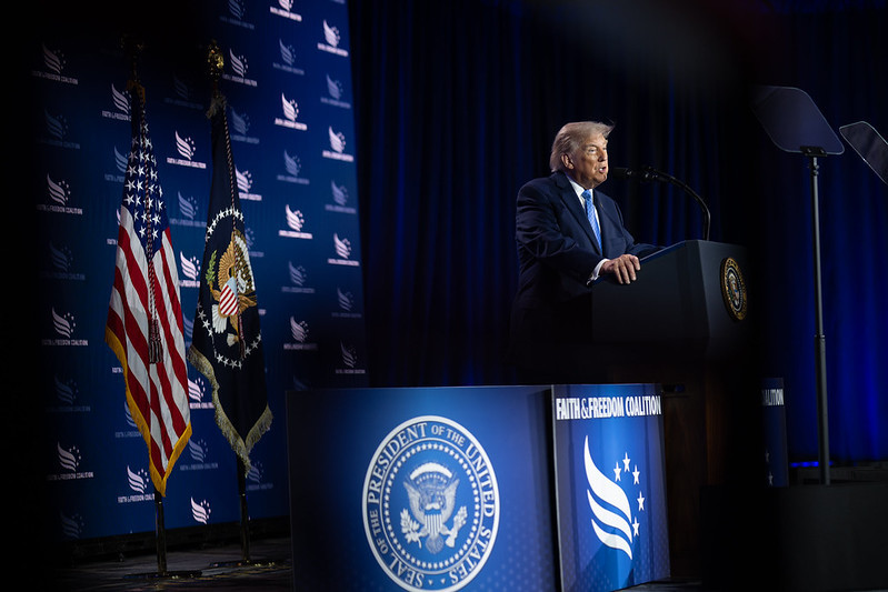 Tổng thống Donald Trump phát biểu tại một hội nghị được tổ chức ở Washington D.C ngày 26-6. Ảnh: Nhà Trắng