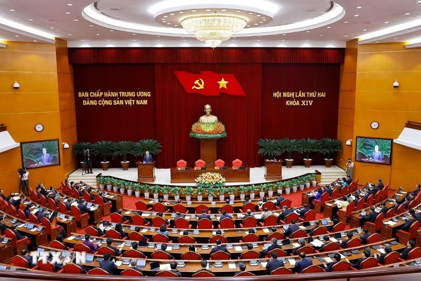 Hội nghị lần thứ hai Ban Chấp hành Trung ương Đảng khóa XIV. (Ảnh: Doãn Tấn/TTXVN)