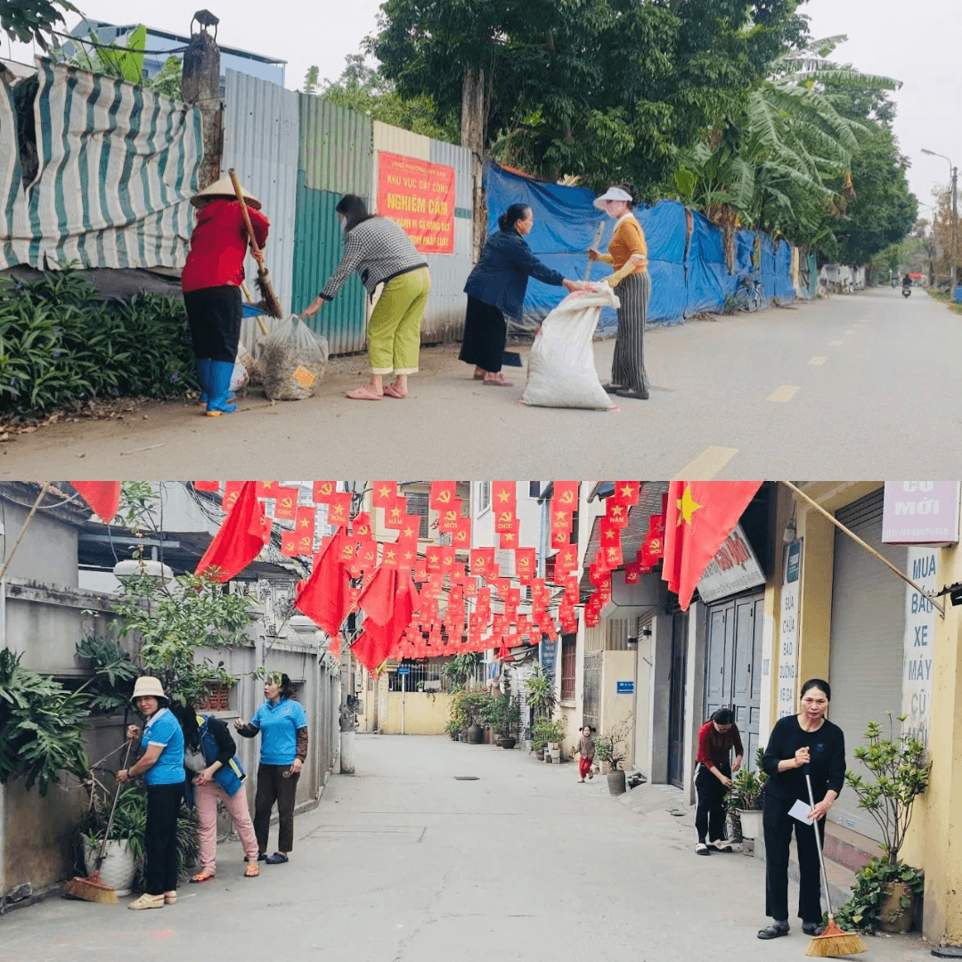 Thực hiện dọn dẹp vệ sinh sáng thứ Bảy hàng tuần luôn được phường Lĩnh Nam duy trì. Ảnh: L