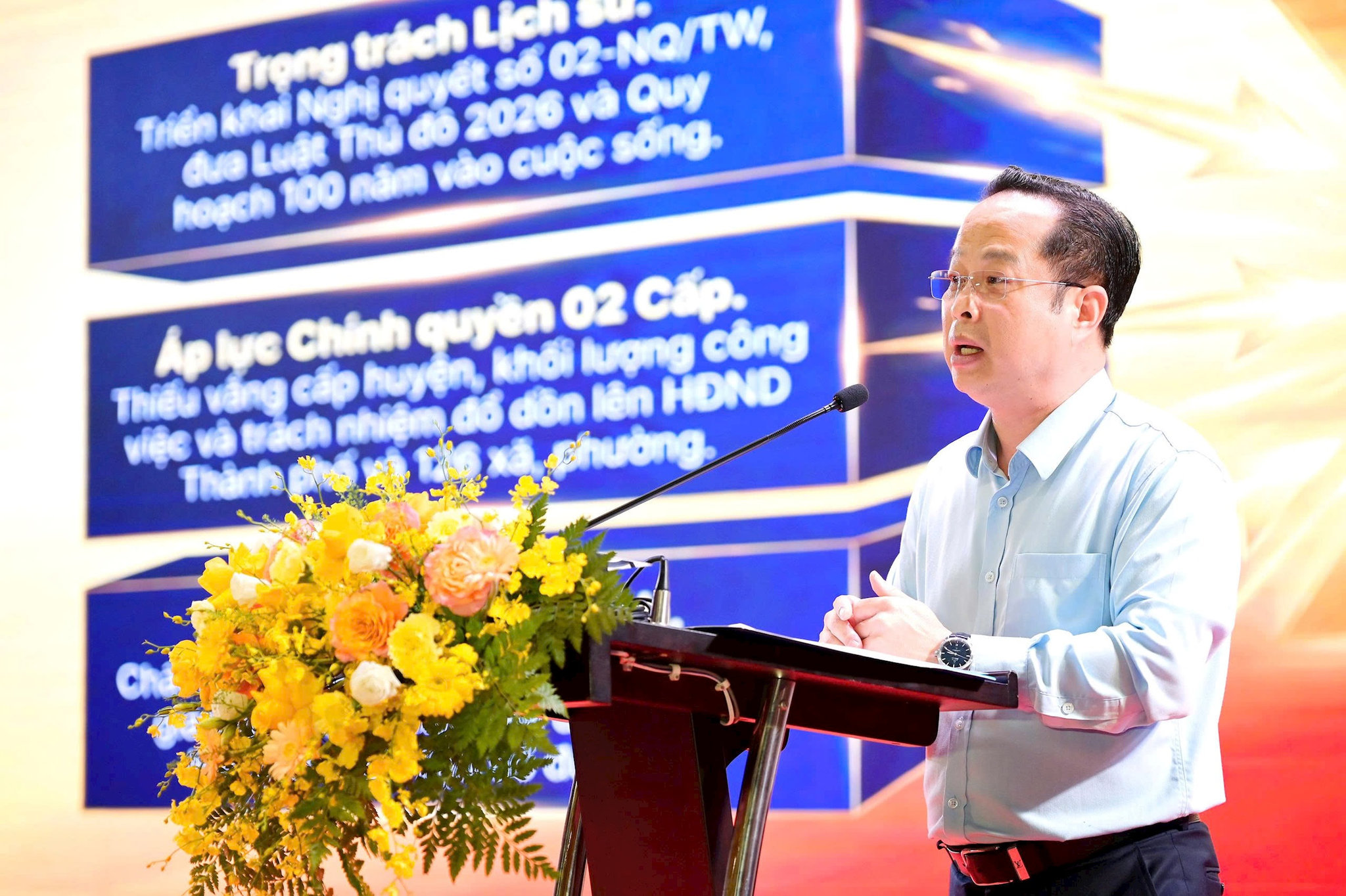 Phó Chủ tịch Thường trực HĐND thành phố Trần Thế Cương quán triệt nội dung Đề án. Ảnh: Bảo Chi