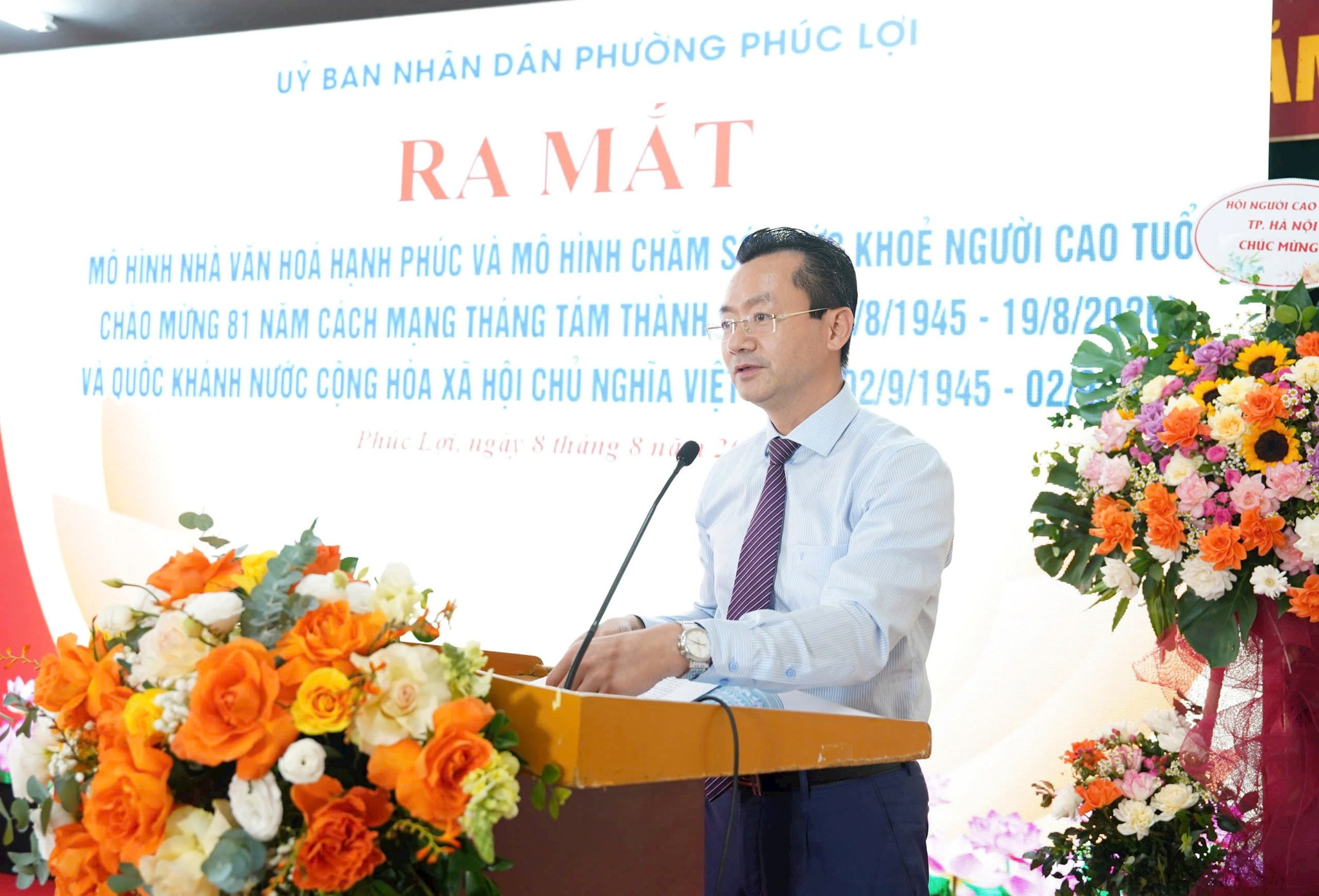 Phó Giám đốc Sở Văn hóa và Thể thao Hà Nội Phạm Xuân Tài phát biểu tại buổi lễ. Ảnh: Đức Cường