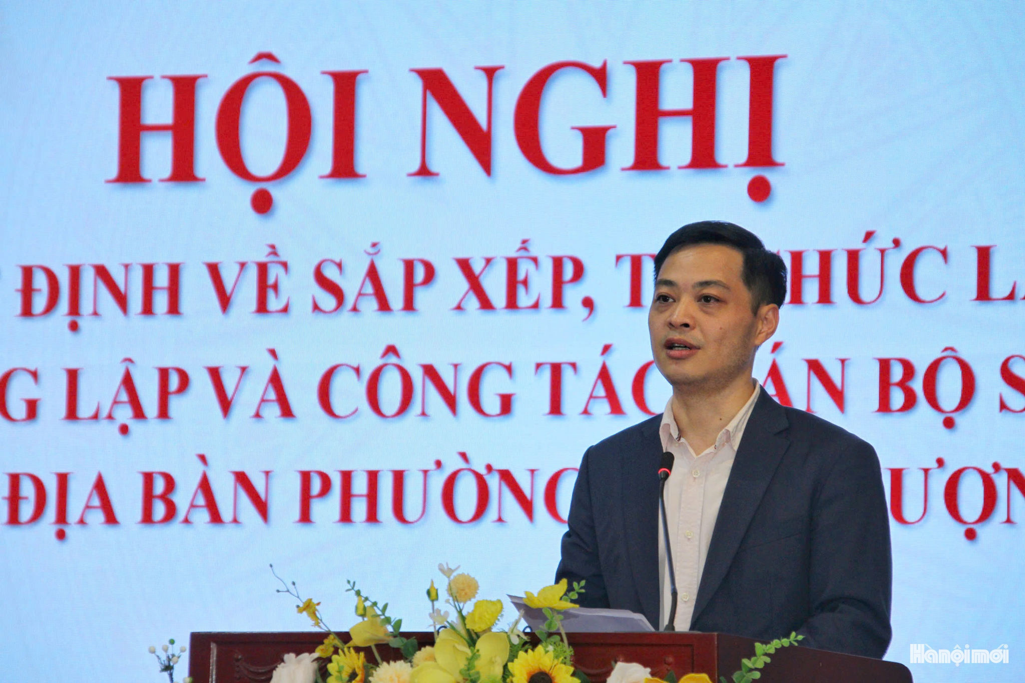 Đồng chí Nguyễn Quốc Hà, Bí thư Đảng ủy, Chủ tịch HĐND phường Phú Thượng phát biểu chỉ đạo tại hội nghị. Ảnh: Cao Kỳ