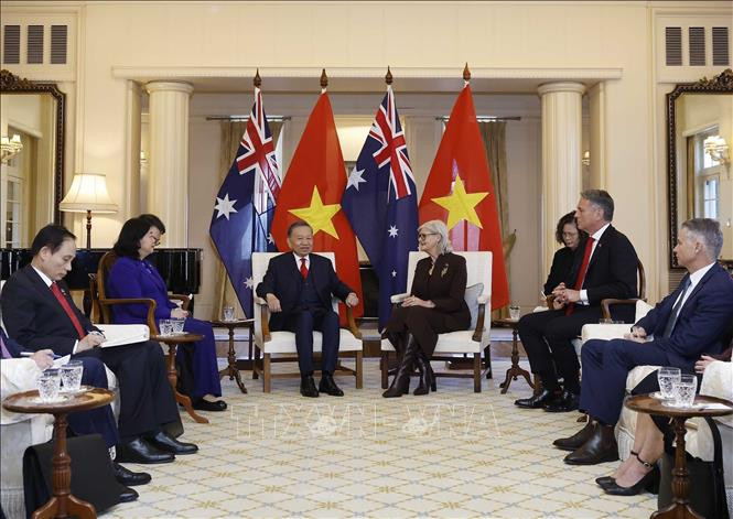 Tổng Bí thư, Chủ tịch nước Tô Lâm hội kiến Toàn quyền Australia Sam Mostyn. Ảnh: TTXVN
