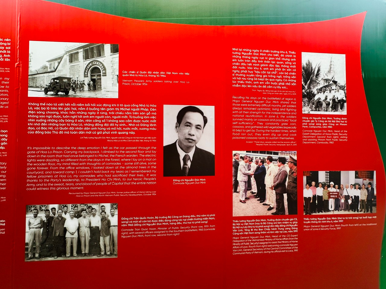 Trưng bày bước đầu giới thiệu 9 cán bộ có nhiều đóng góp quan trọng đối với quá trình xây dựng, phát triển lực lượng Công an và sự nghiệp đấu tranh giải phóng dân tộc, bảo vệ an ninh Tổ quốc. Ảnh: Ho