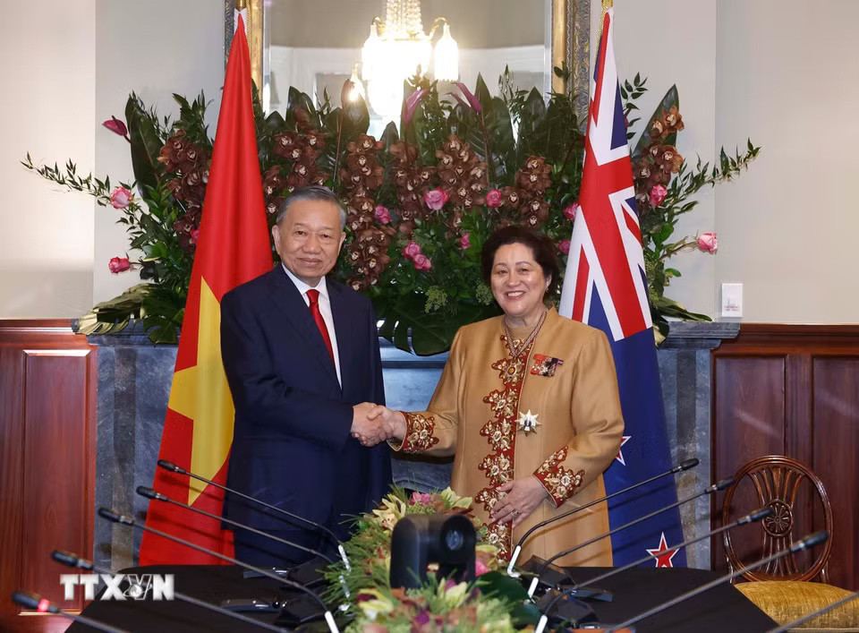 Tổng Bí thư, Chủ tịch nước Tô Lâm hội kiến Toàn quyền New Zealand Dame Cindy Kiro. Ảnh: TTXVN