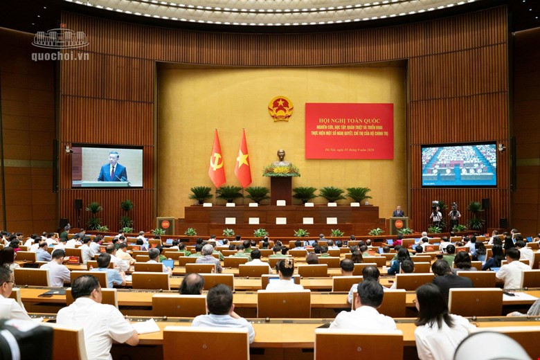Quang cảnh hội nghị tại điểm cầu Trung ương. Ảnh MediaQuochoi.