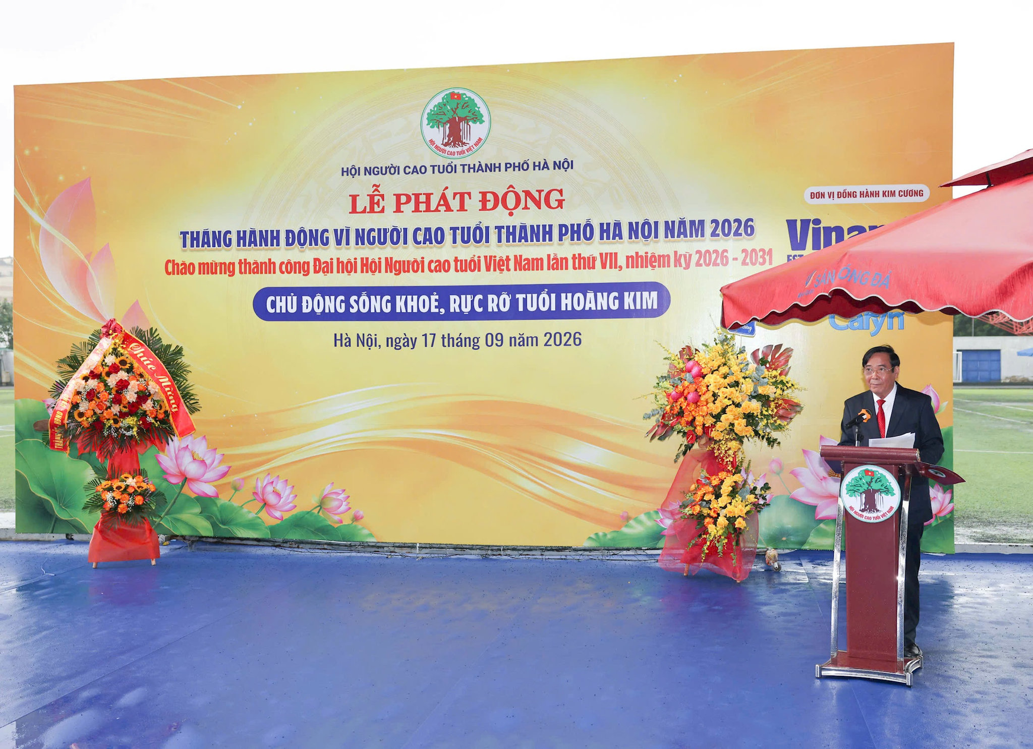 Chủ tịch Hội Người cao tuổi Việt Nam Nguyễn Thanh Bình phát biểu. Ảnh: PV
