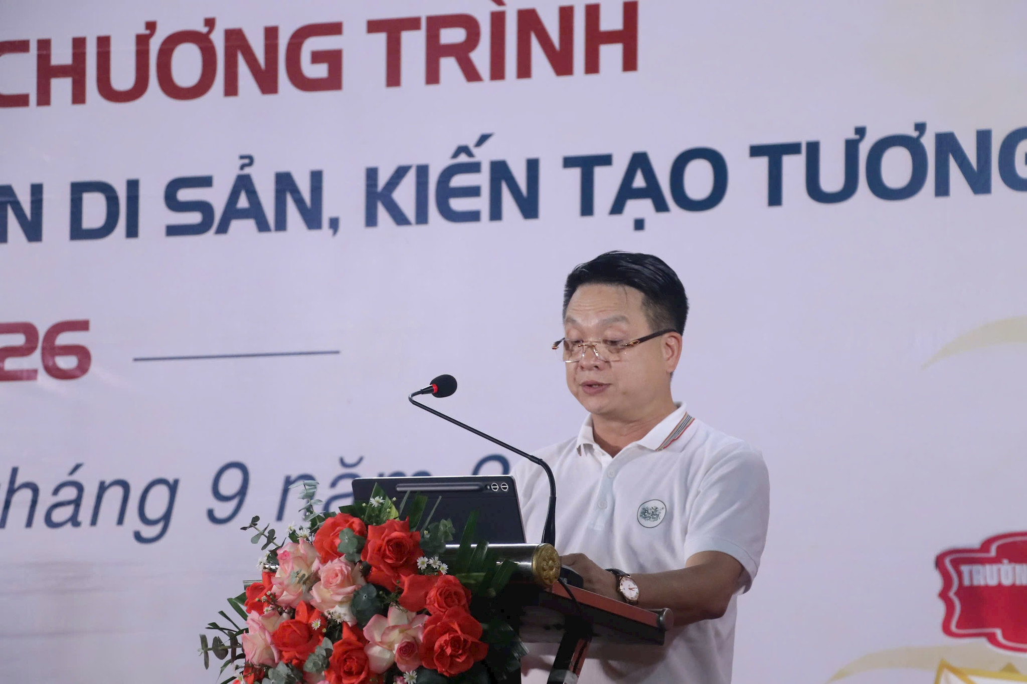 Phó Chủ tịch UBND xã Phù Đổng Nguyễn Đình Quang phát biểu tại sự kiện. Ảnh: Nguyễn Thu
