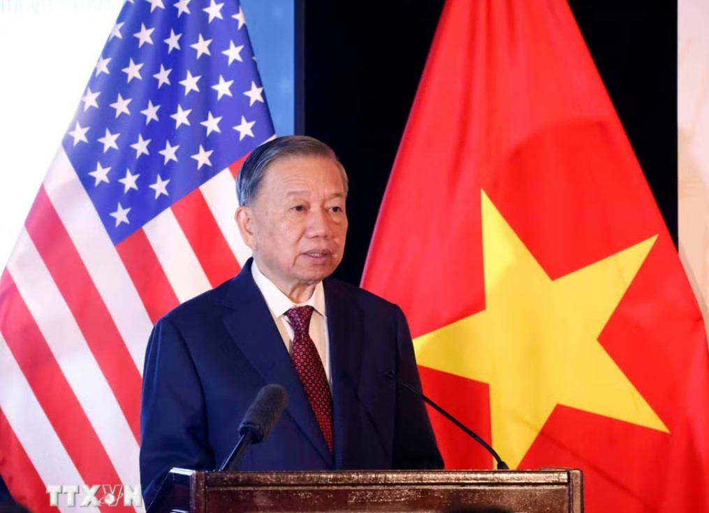 Tổng Bí thư, Chủ tịch nước Tô Lâm phát biểu tại cuộc gặp những người bạn Hoa Kỳ - Ảnh: TTXVN