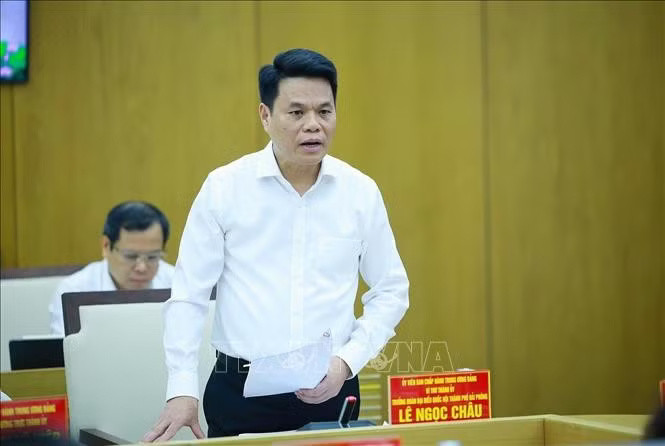 Bí thư Thành uỷ Hải Phòng Lê Ngọc Châu phát biểu. Ảnh: Dương Giang/TTXVN