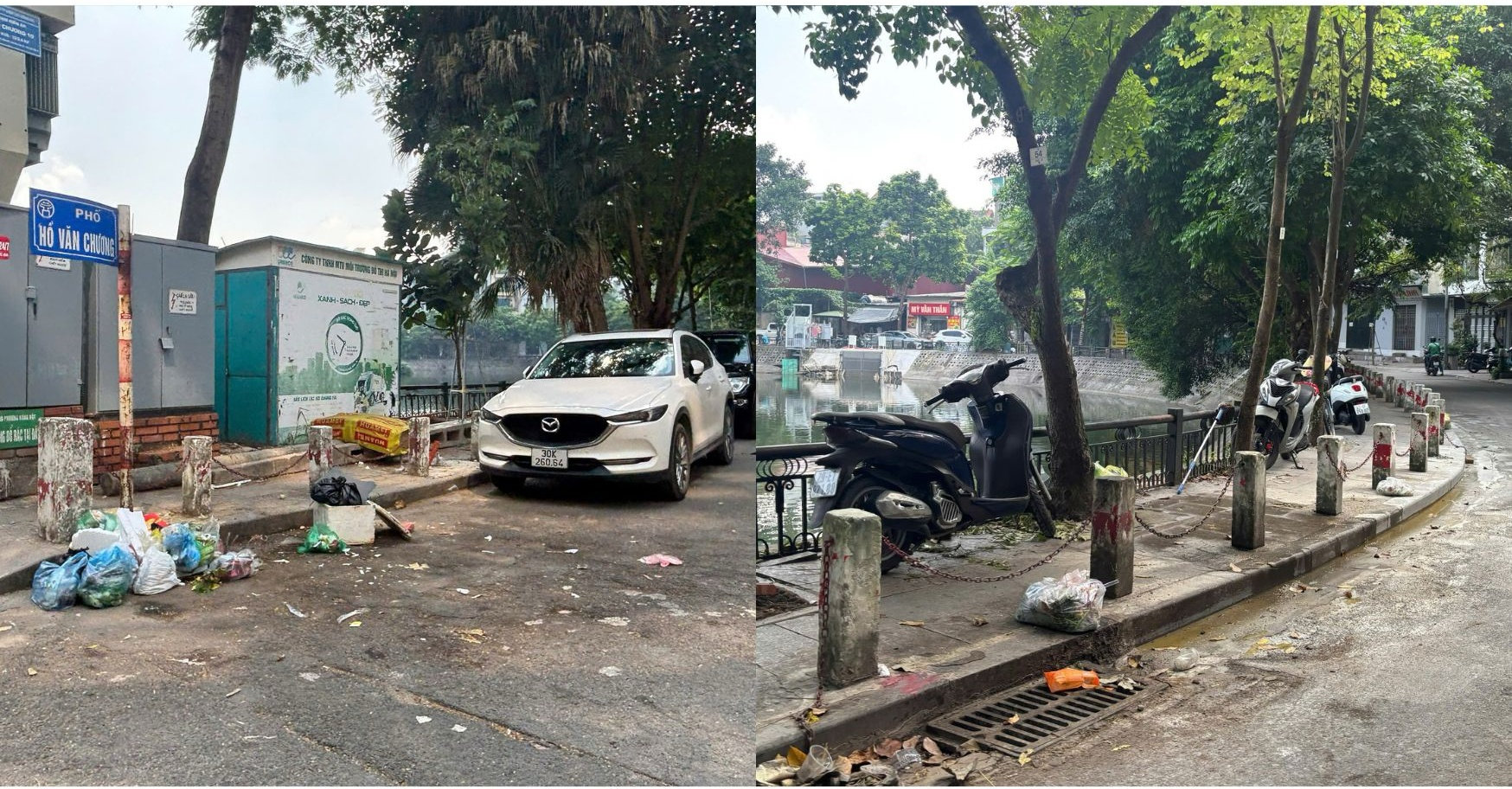 Tuy nhiên, bên cạnh đó vẫn còn những tồn tại cần được khắc phục, vẫn còn tình trạng vứt rác bừa bãi, vi phạm trật tự đô thị xung quanh các hồ trên địa bàn. Ảnh: An Quyên