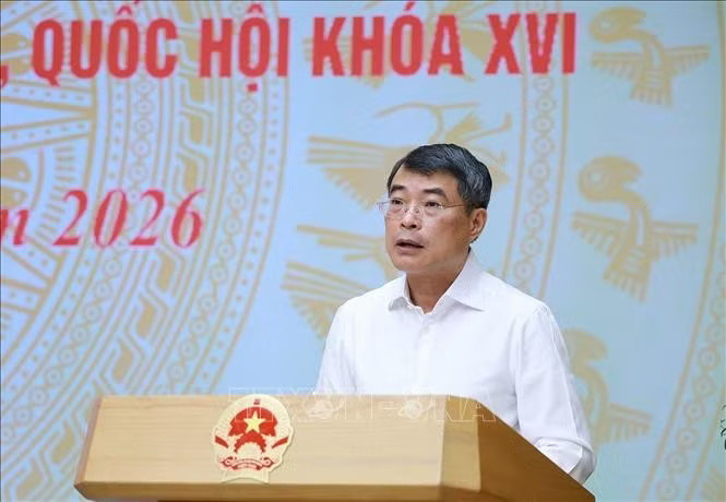 Ủy viên Bộ Chính trị, Bí thư Đảng uỷ Chính phủ, Thủ tướng Chính phủ Lê Minh Hưng phát biểu khai mạc Hội nghị Ban Thường vụ Đảng uỷ Chính phủ và Ban Thường vụ Đảng uỷ Quốc hội. Ảnh: Dương Giang/TTXVN