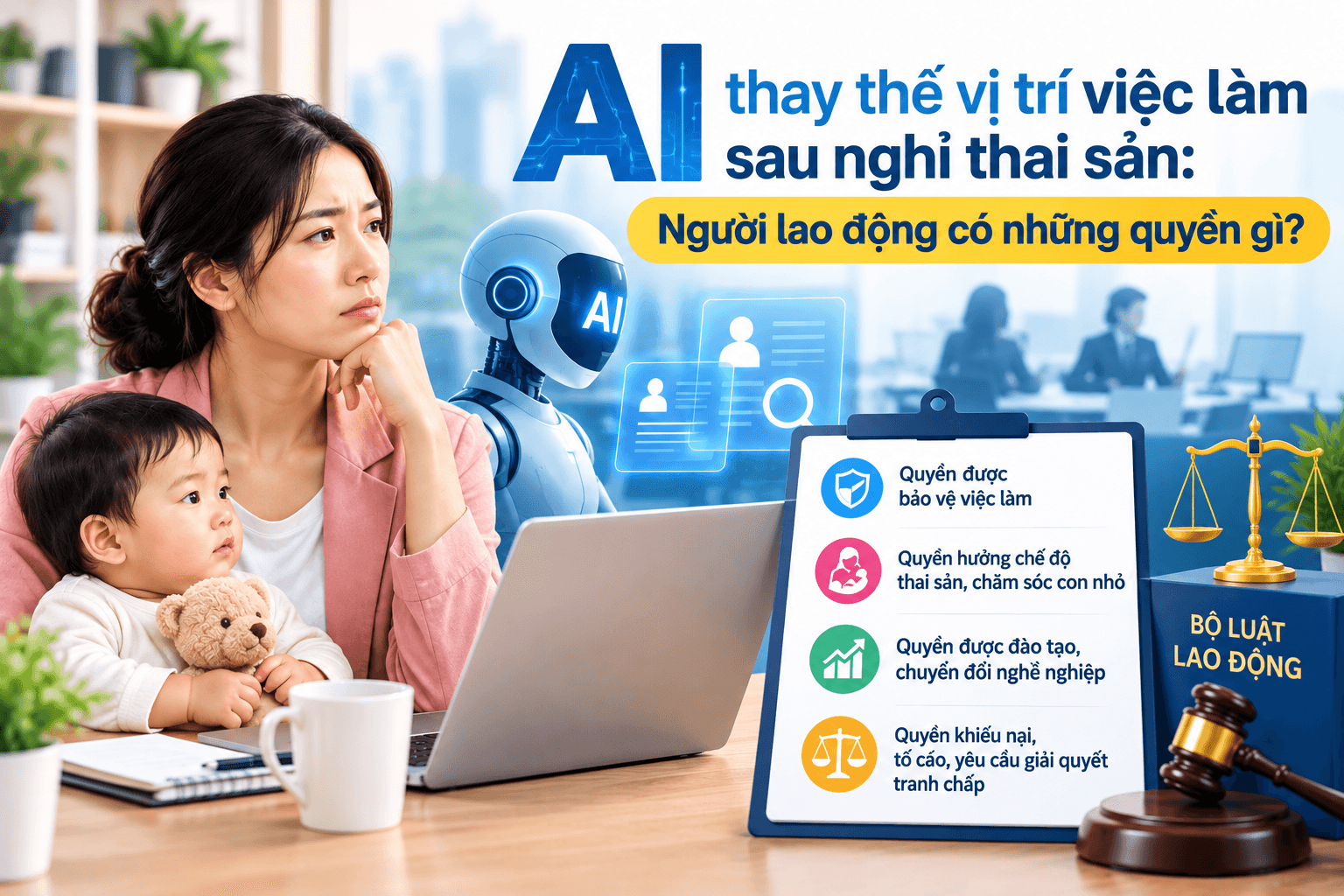 AI thay thế vị trí việc làm sau nghỉ thai sản: Người lao động có những quyền gì?