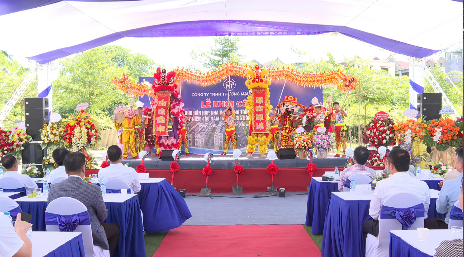 Lễ khởi công Dự án Khu hỗn hợp nhà ở và công trình phụ trợ Minh Tâm tại xã Đông Anh, hướng tới kỷ niệm 150 năm danh xưng Đông Anh. Ảnh: Mai Khôi.