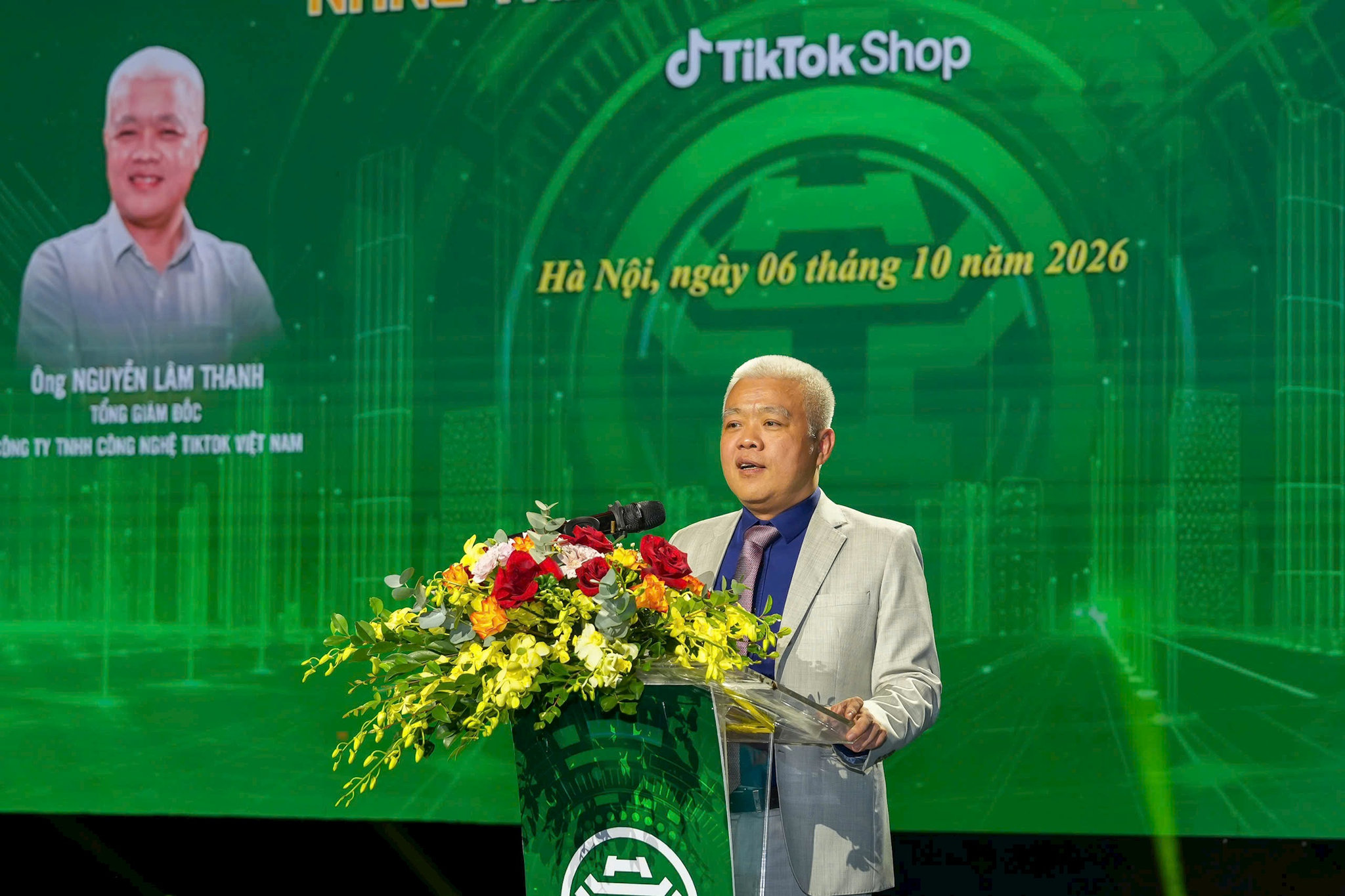 Tổng Giám đốc Công ty TNHH Công nghệ TikTok Việt Nam Nguyễn Lâm Thanh phát biểu tại sự kiện. Ảnh: Duy Khan