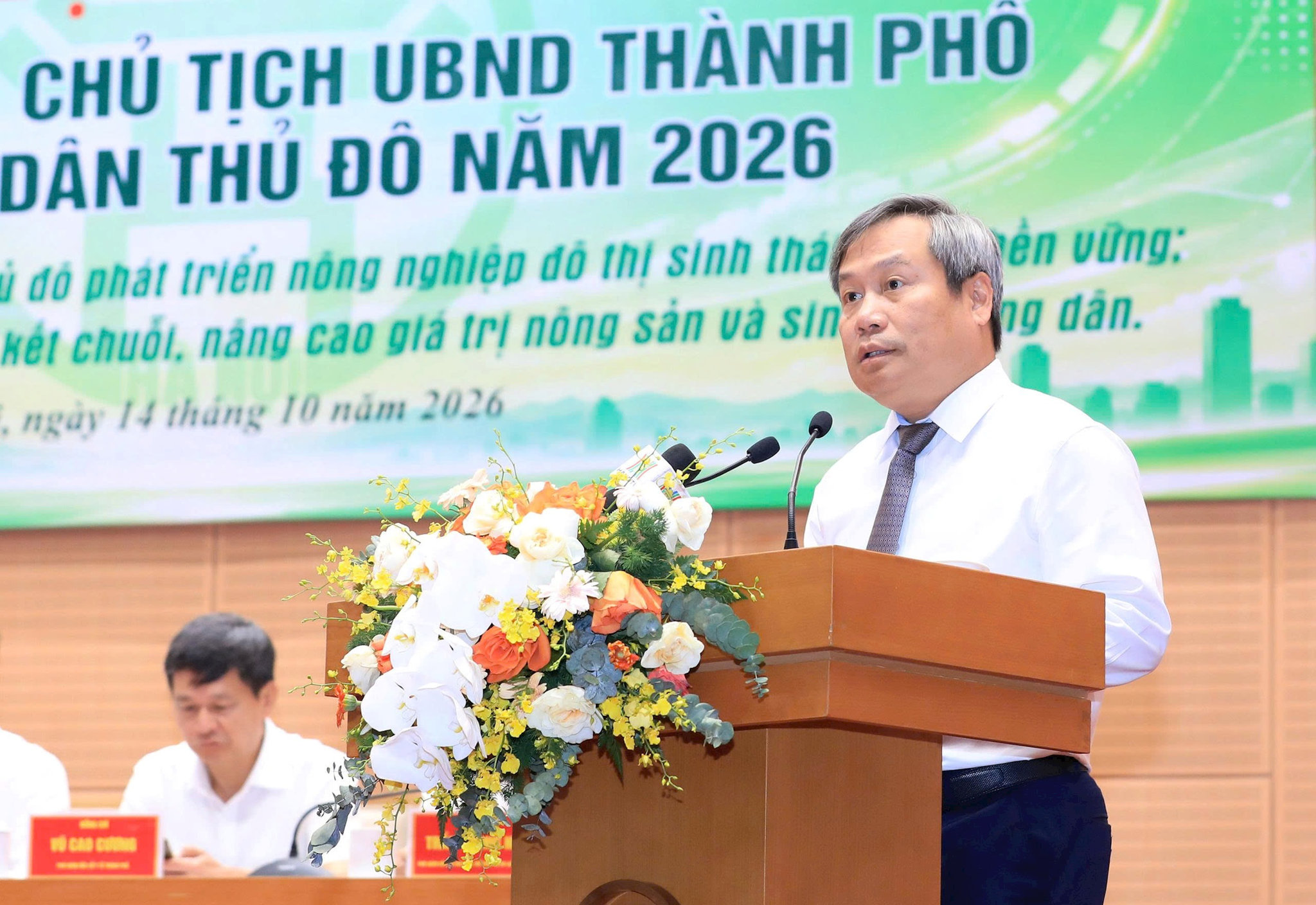 Chủ tịch UBND thành phố Hà Nội Vũ Đại Thắng phát biểu kết luận hội nghị. Ảnh: Viết Thành