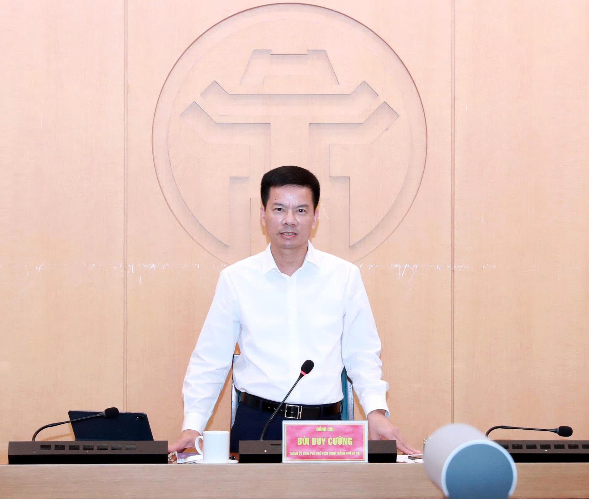 Phó Chủ tịch UBND thành phố Hà Nội Bùi Duy Cường phát biểu chỉ đạo. Ảnh: Tùng Nguyễn
