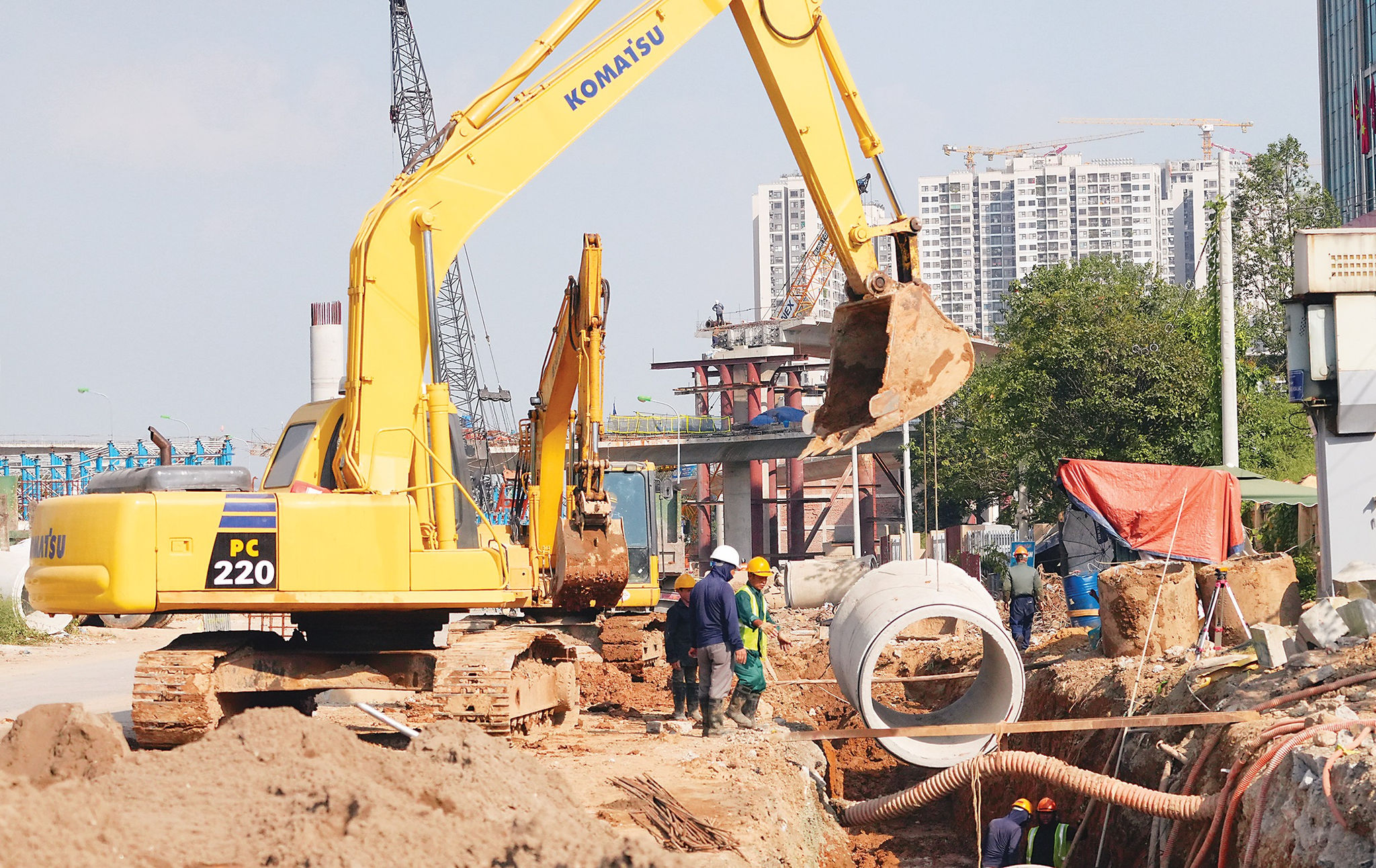 Thi công hệ thống cống thoát nước.