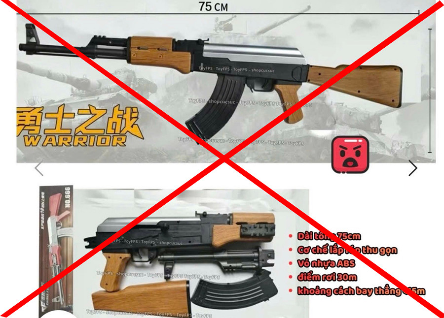 Súng đồ chơi AK47 bắn đạn bi nhựa có hình dáng giống như thật được rao bán trên mạng. Ảnh: chụp màn hình