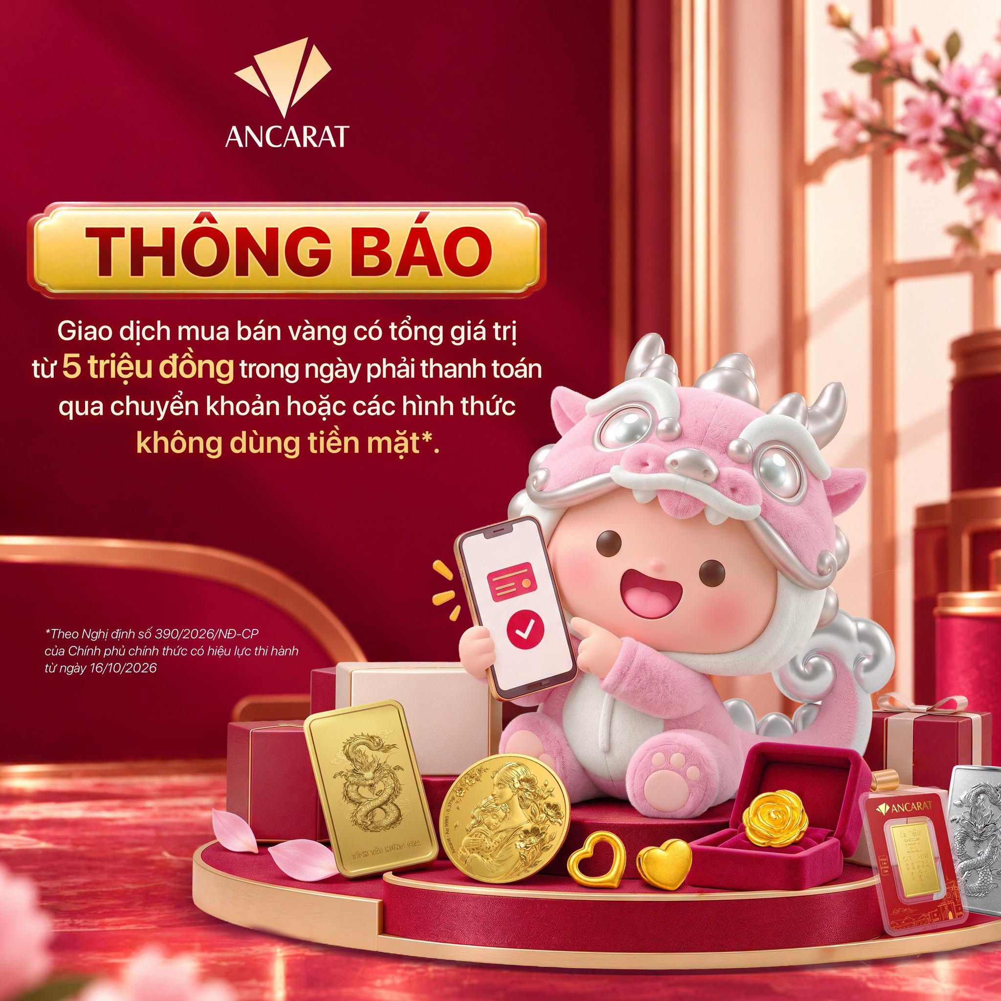 Ancarat lưu ý khách hàng về quy định thanh toán mới