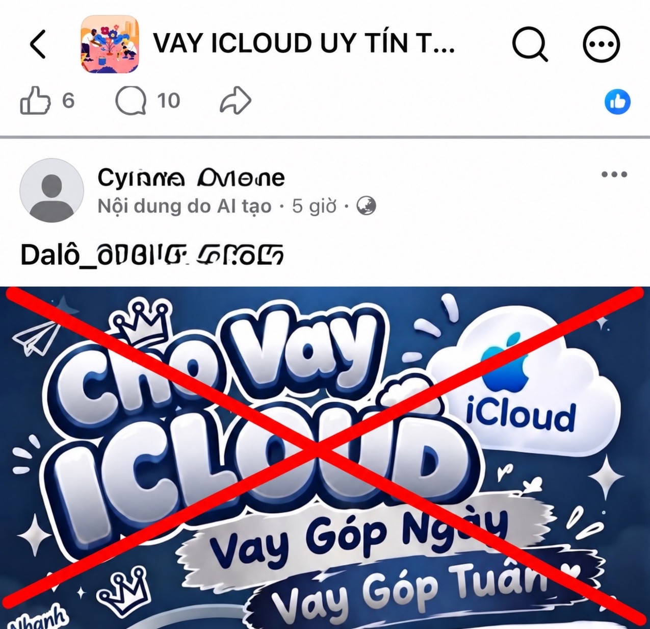 Các hội nhóm cho vay bằng tài khoản iCloud trên các mạng xã hội. Ảnh: PT