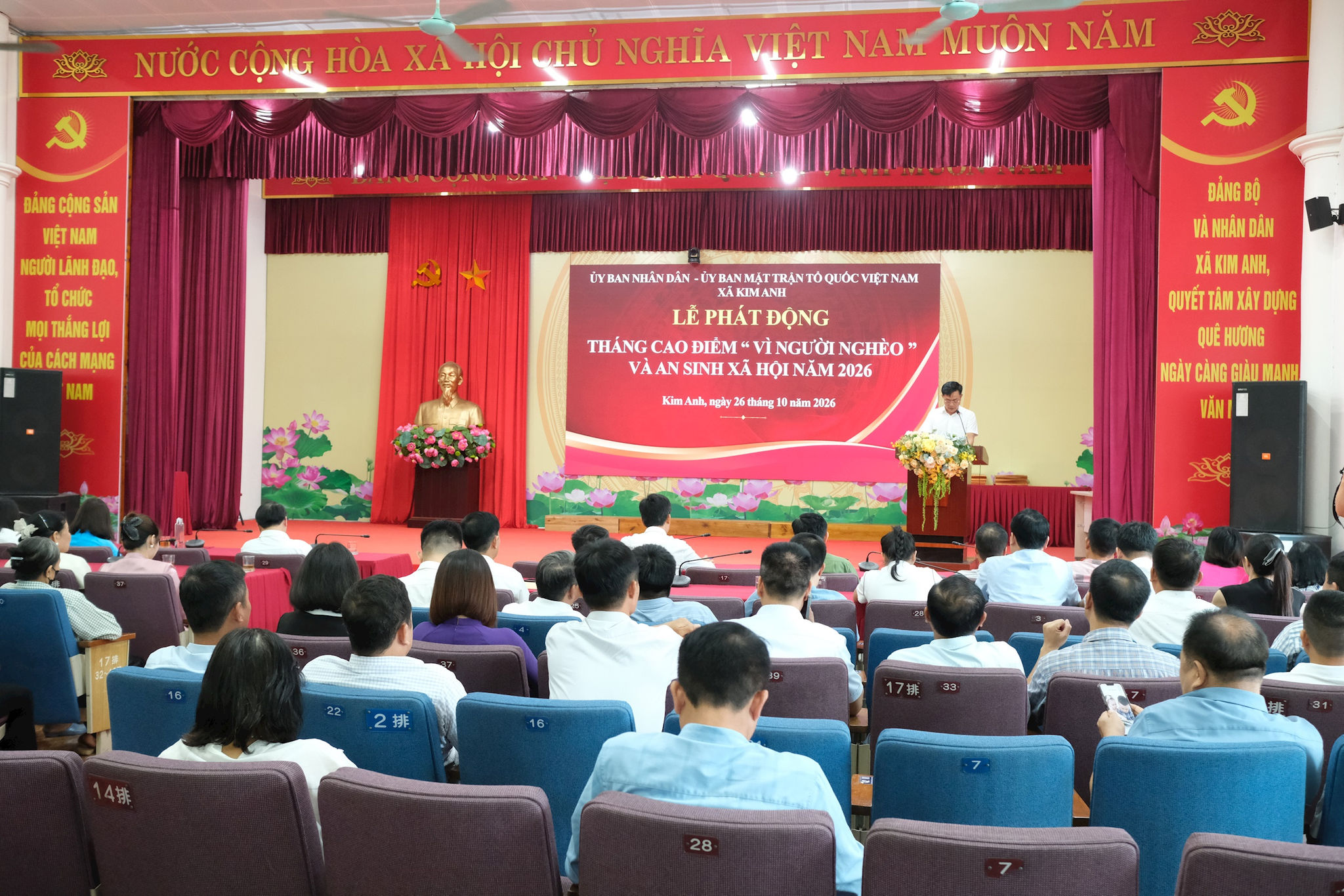 Lễ phát động Tháng cao điểm Vì người nghèo và an sinh xã hội năm 2026 xã Kim Anh diễn ra sáng 26 - 10. Ảnh: Sỹ Hào