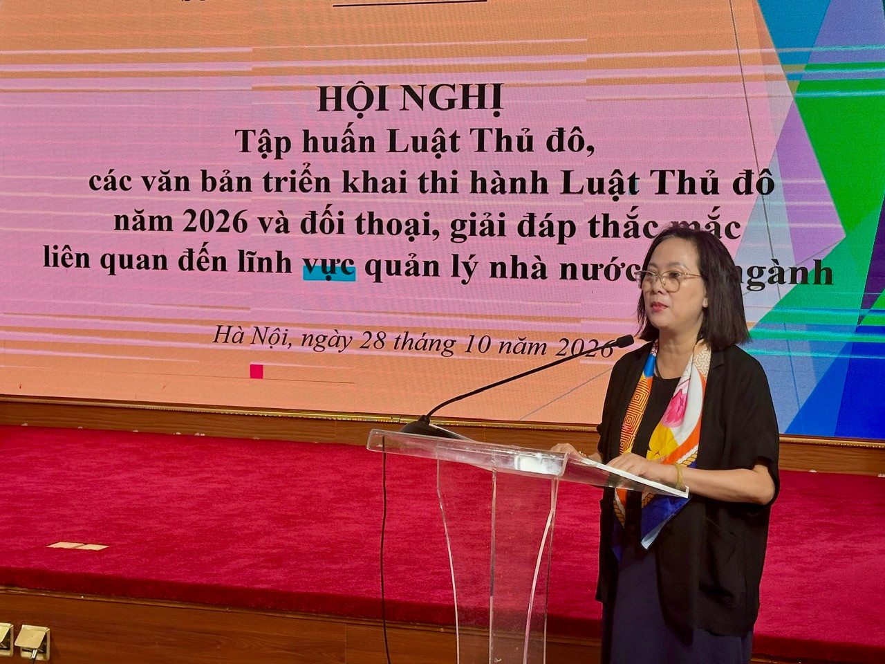 Phó Giám đốc Sở Văn hóa, Thể thao và Du lịch Hà Nội Nguyễn Thị Mai Hương phát biểu. Ảnh: Hoàng Lân.