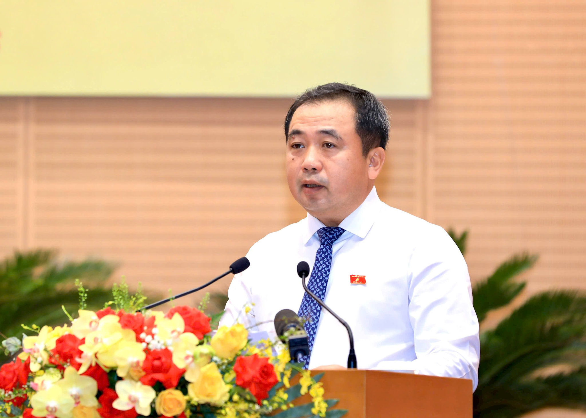 Bí thư Thành ủy Trần Đức Thắng nhấn mạnh 4 vấn đề trọng tâm cần tập trung thảo luận tại kỳ họp. Ảnh: Thành Thái Hun