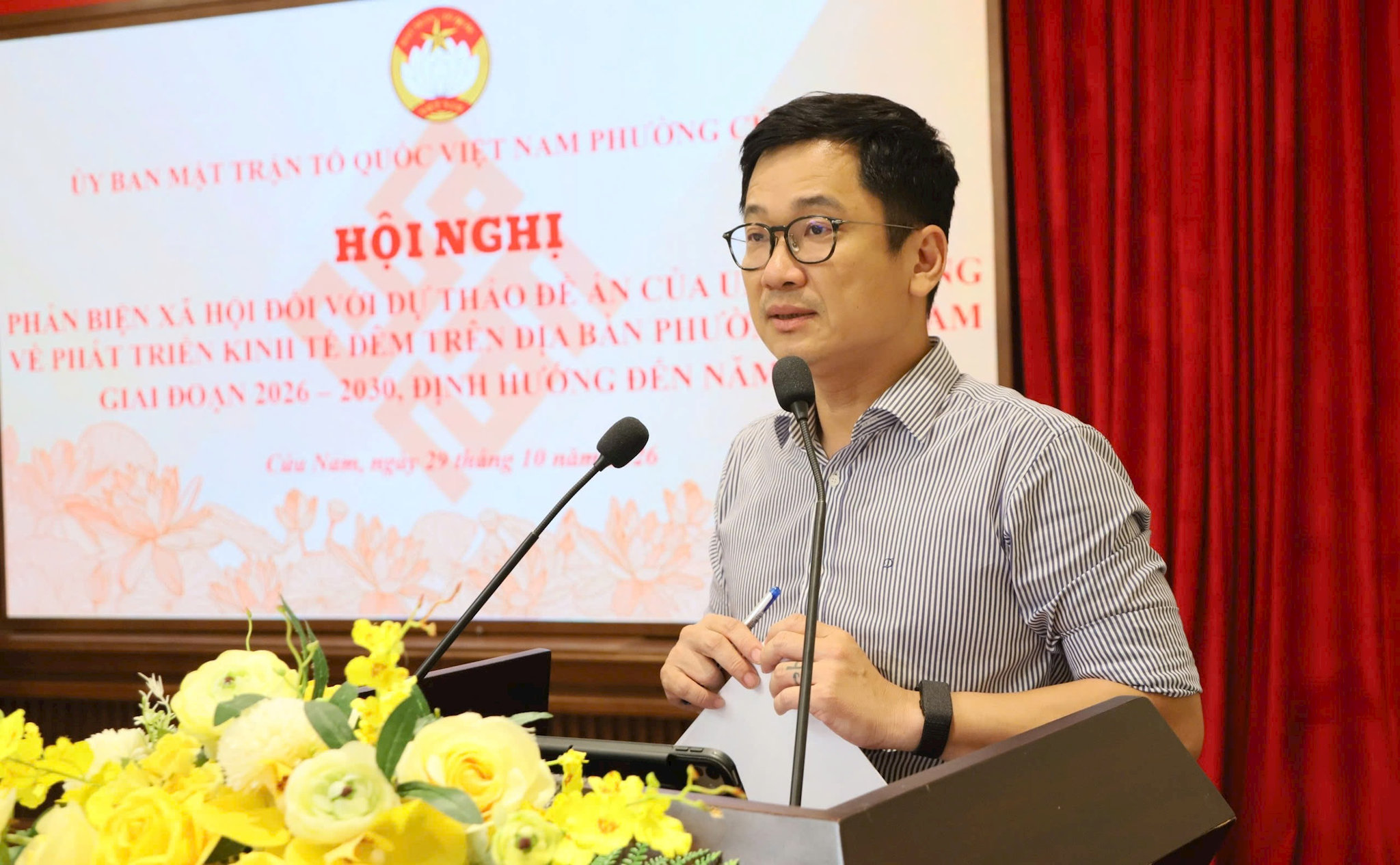 Phó Chủ tịch Thường trực UBND phường Cửa Nam Nguyễn Tùng Lâm phát biểu. Ảnh: PV