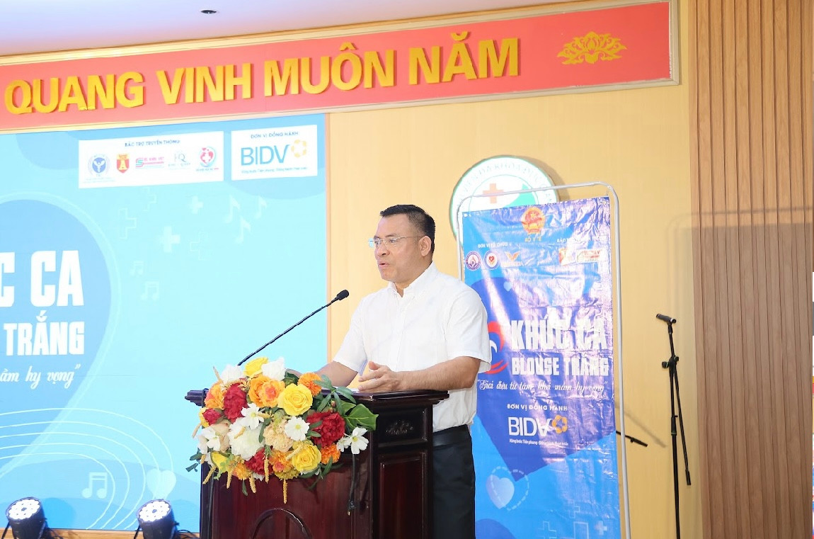 Bác sĩ Đoàn Văn Phúc, Phó Giám đốc Bệnh viện Đa khoa Đức Giang chia sẻ tại chương trình. Ảnh: BVC