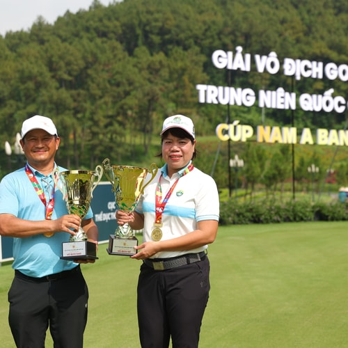 Golfer Hoàng Ngọc Quý và Ngô Thị An Trinh vô địch Giải trung niên Quốc gia 2025