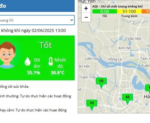 Đầu tháng 6, chất lượng không khí cải thiện ở ngưỡng tốt