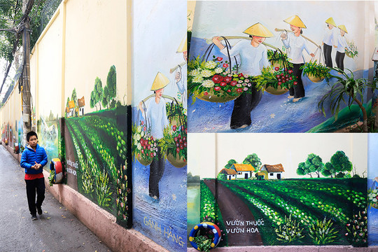 Ấn tượng con đường bích họa về làng hoa Ngọc Hà