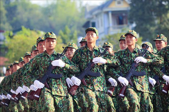 Lực lượng vũ trang tập luyện, chuẩn bị cho lễ kỷ niệm 65 năm Chiến thắng Điện Biên Phủ