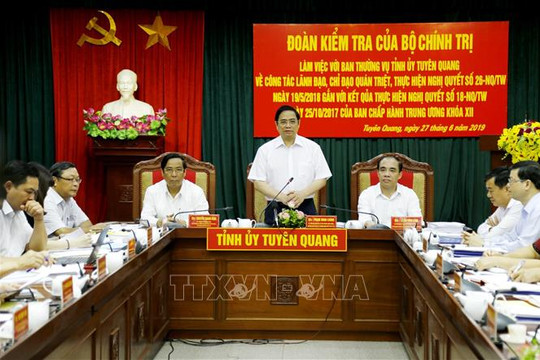Đoàn kiểm tra của Bộ Chính trị làm việc tại tỉnh Tuyên Quang