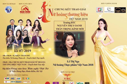Không cho phép tổ chức chương trình "Tôn vinh Nữ hoàng thương hiệu Việt Nam 2019”