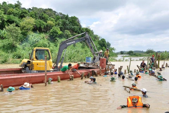 Đoạn đê vỡ tại huyện Krông Ana, tỉnh Đắk Lắk đã được vá
