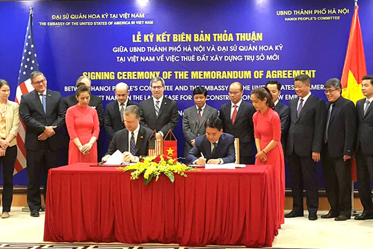 Lễ ký Biên bản thỏa thuận về việc thuê đất xây dựng trụ sở Đại sứ quán Hoa Kỳ tại Hà Nội