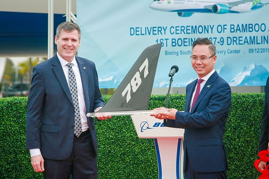 Máy bay Boeing 787-9 Dreamliner đầu tiên cất cánh về với đội bay của Bamboo Airways