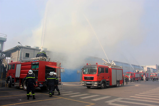 Huyện Mê Linh diễn tập chữa cháy nhà xưởng công nghiệp