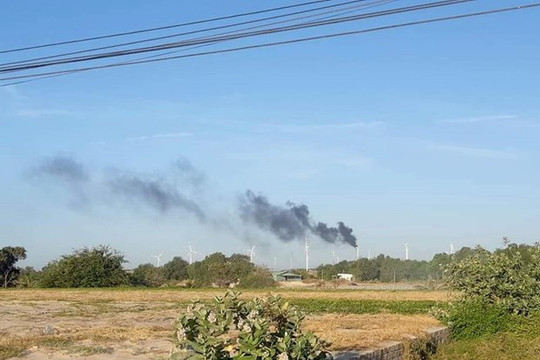 Cháy tuabin trên trụ điện gió của Nhà máy Phong điện Bình Thạnh