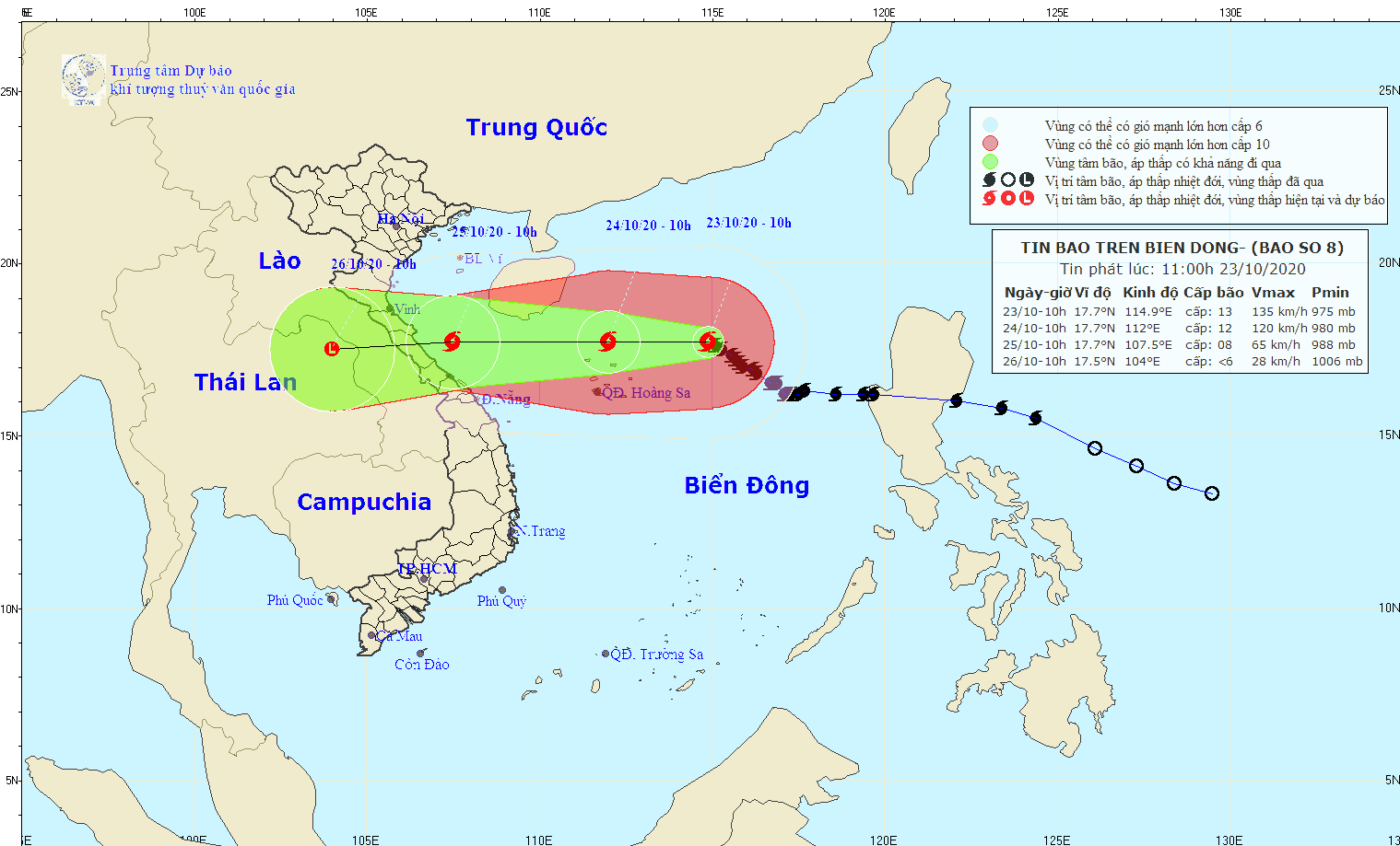 Mạnh cấp 13, giật cấp 15, bão số 8 áp sát quần đảo Hoàng Sa