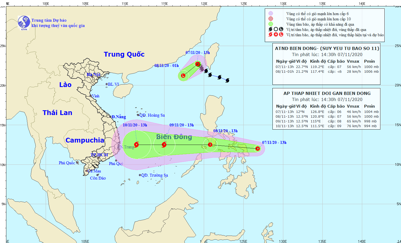 Bão số 11 tan dần, áp thấp nhiệt đới mới gần Biển Đông khả năng mạnh lên thành bão
