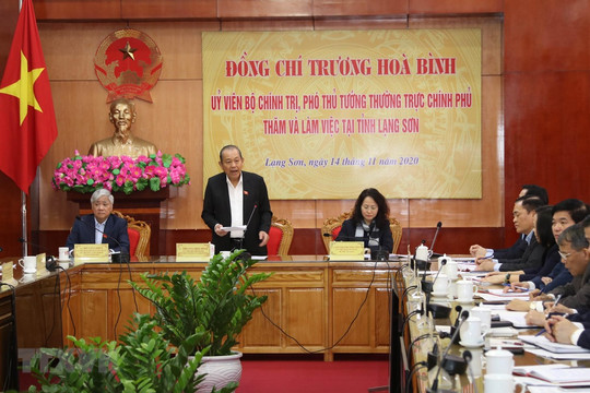 Phó Thủ tướng Thường trực Trương Hòa Bình làm việc tại tỉnh Lạng Sơn