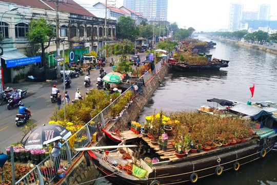 Thành phố Hồ Chí Minh: Rực rỡ chợ hoa Trên bến dưới thuyền bến Bình Đông