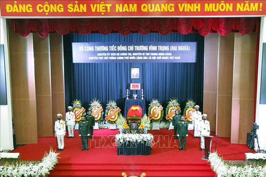 Cử hành trọng thể Lễ truy điệu, Lễ an táng nguyên Phó Thủ tướng Chính phủ Trương Vĩnh Trọng