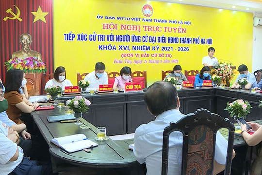 Ứng cử viên đại biểu HĐND thành phố tiếp xúc với cử tri huyện Phúc Thọ