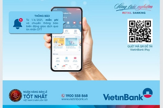 VietinBank miễn phí thông báo biến động giao dịch thẻ tín dụng