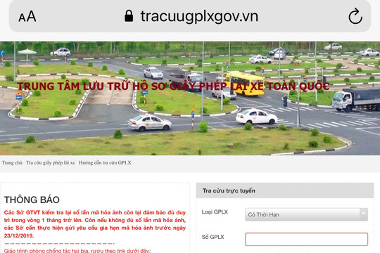 Xử lý website giả mạo trang thông tin điện tử giấy phép lái xe