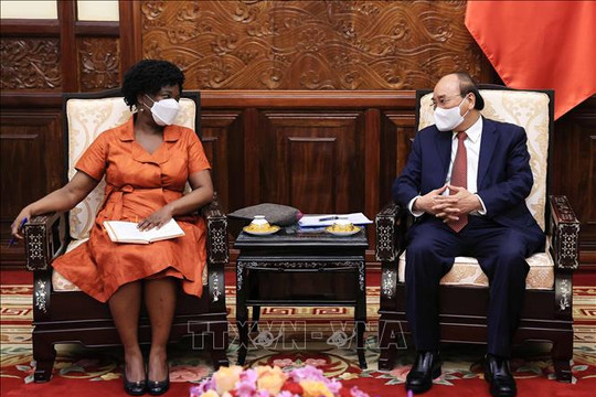 Chủ tịch nước Nguyễn Xuân Phúc tiếp Phó Chủ tịch Ngân hàng Thế giới Victoria Kwakwa